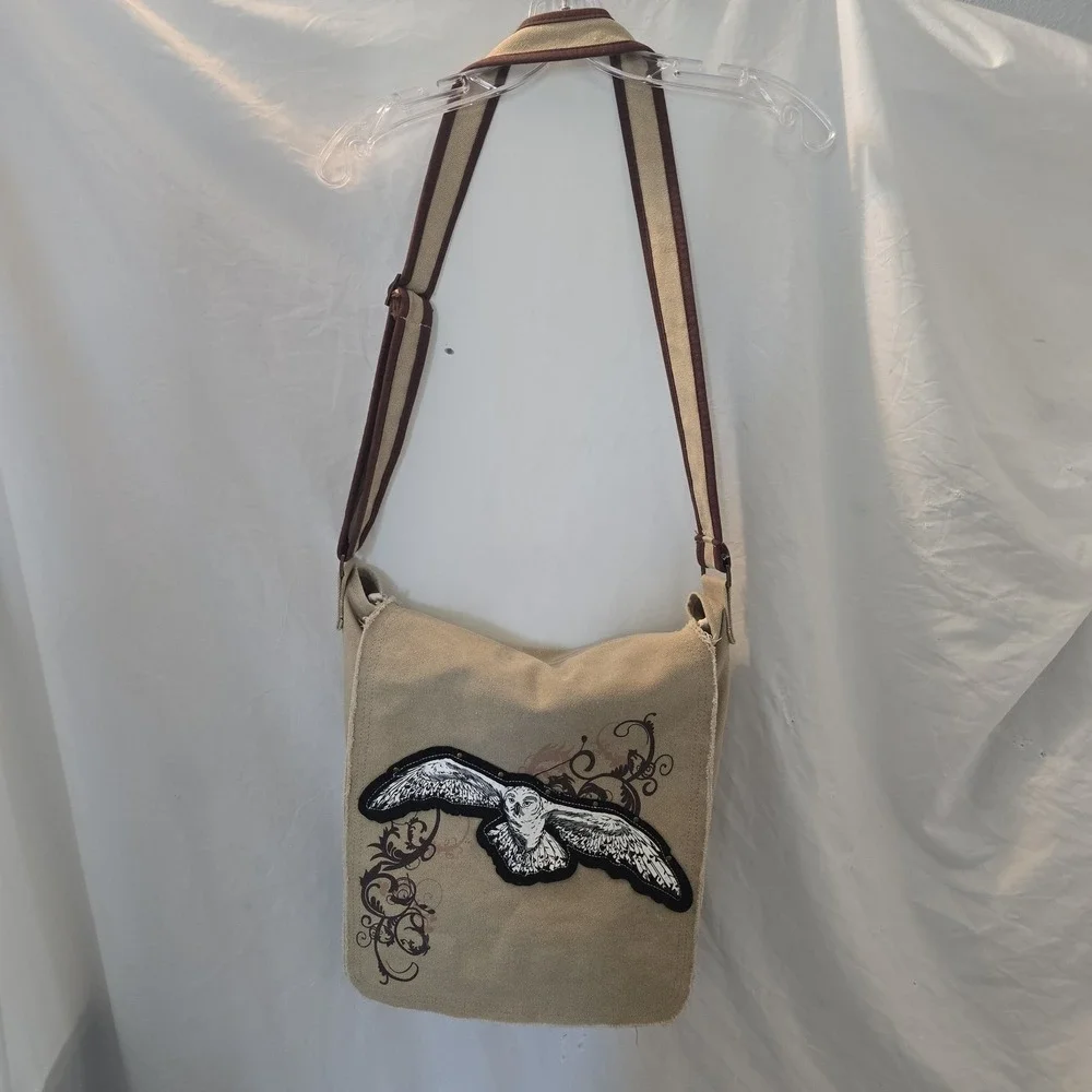 Harry Potter Hedgewig Owl Crossbody Messenger Bag Y2K Vibes Canvas Studded